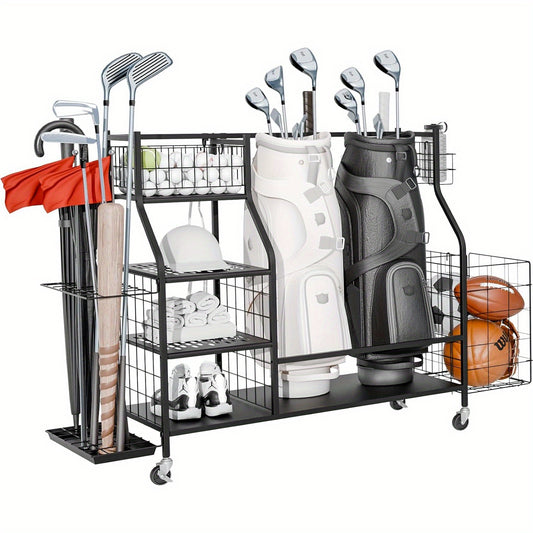 Golf Equipment Organizer With Wheels For Home And Garage