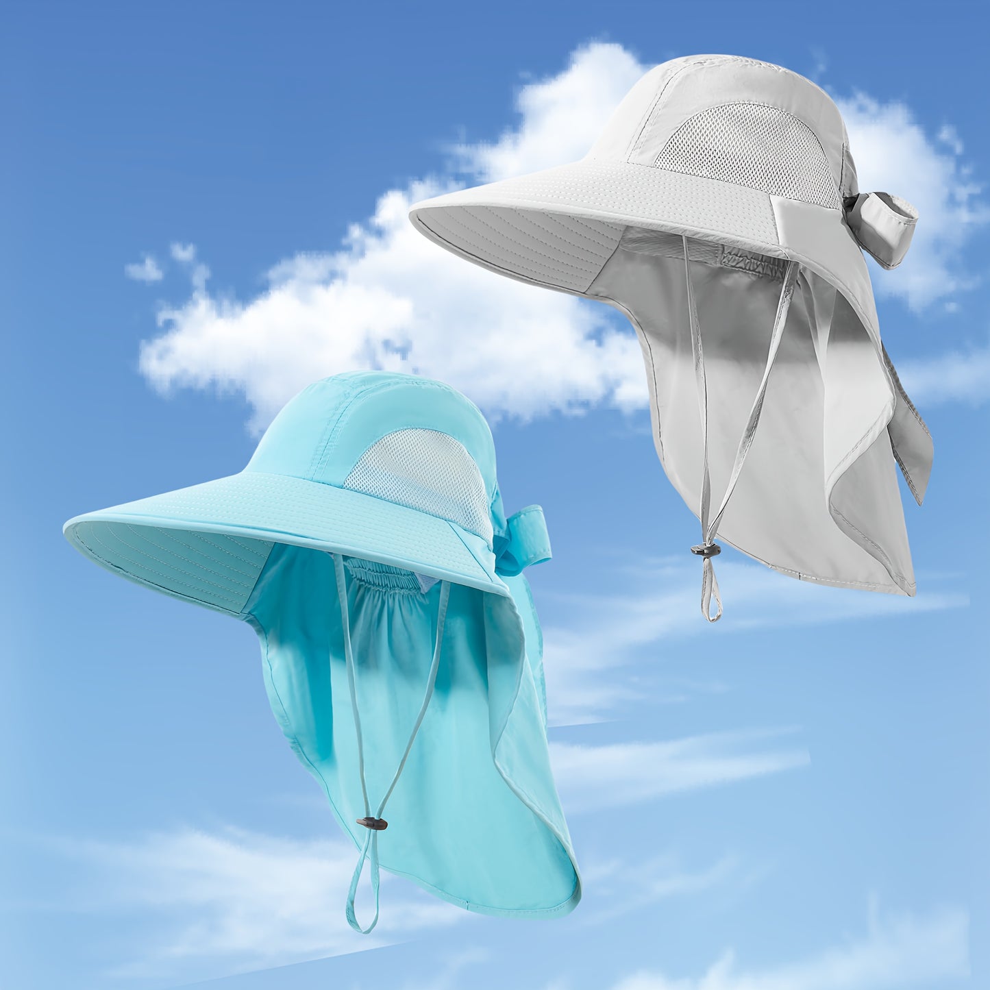 Foldable Women's Wide Brim Sun Hat with Neck Flap