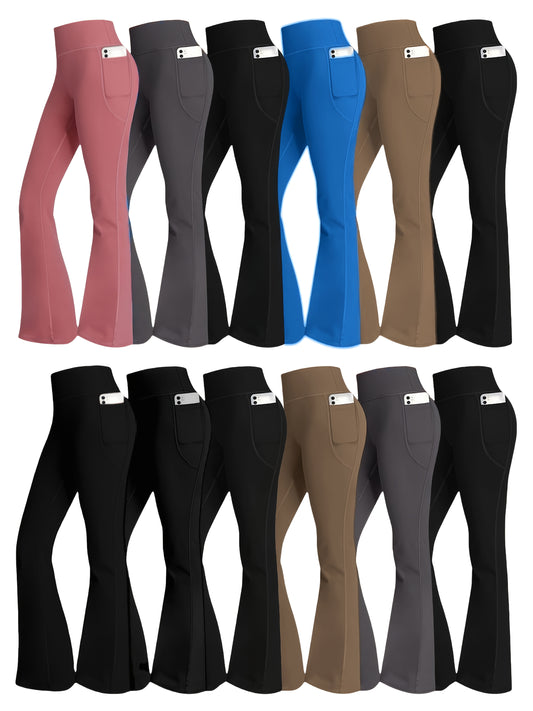 High-Waisted Flare Yoga Leggings with Tummy Control and Stretch