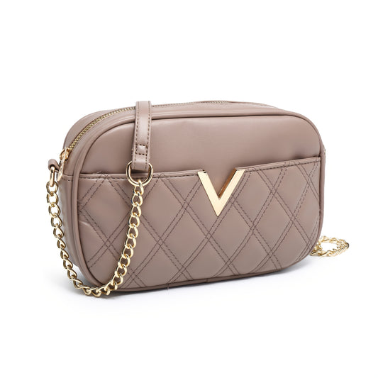 Stylish Quilted Crossbody Bag with Golden-Tone Chain Strap