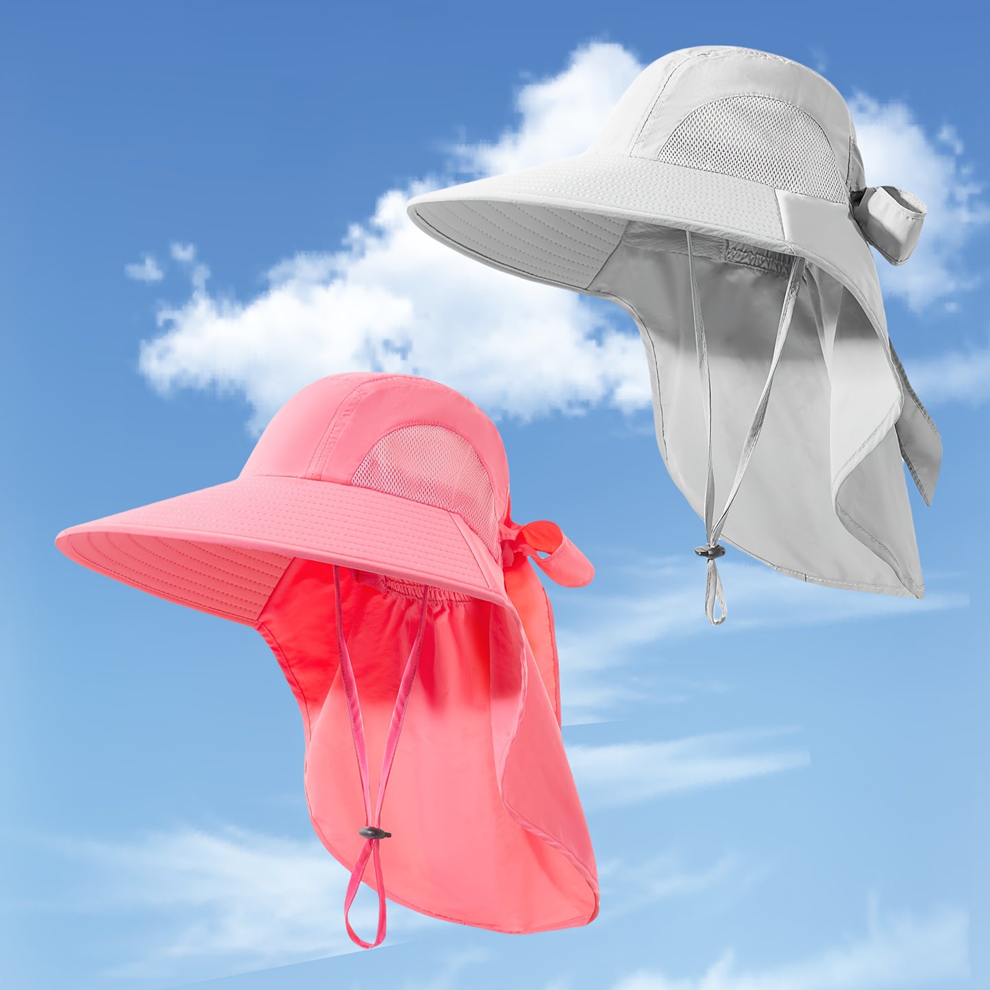Foldable Women's Wide Brim Sun Hat with Neck Flap