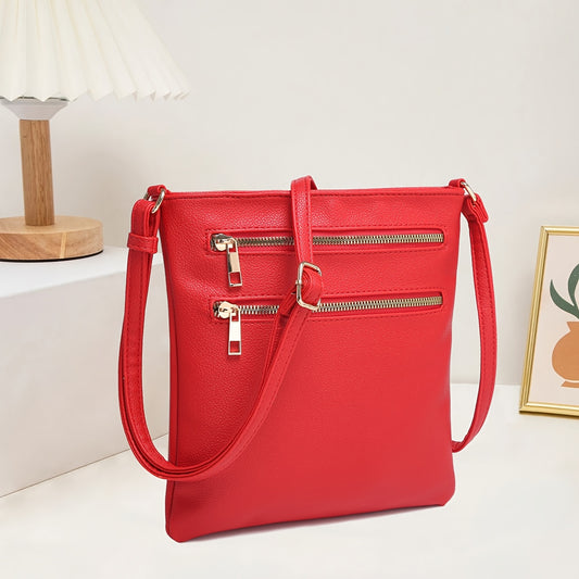 Vintage Casual Multi-Zipper Pocket Crossbody Bag for Women